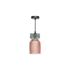 RHU0103 Rhubarb Pendant Pink and Green Ribbed Glass