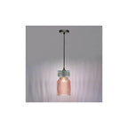 RHU0103 Rhubarb Pendant Pink and Green Ribbed Glass