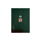 RHU0103 Rhubarb Pendant Pink and Green Ribbed Glass