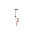 RHU0303 Rhubarb 3 Light Cluster Pendant Pink and Green Ribbed Glass