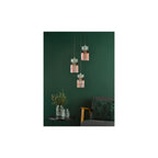 RHU0303 Rhubarb 3 Light Cluster Pendant Pink and Green Ribbed Glass