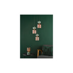 RHU0303 Rhubarb 3 Light Cluster Pendant Pink and Green Ribbed Glass