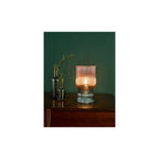 RHU4203 Rhubarb Table Lamp Pink and Green Ribbed Glass
