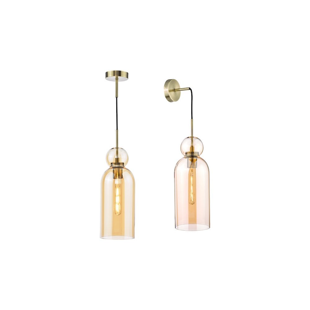 TAO0106 Tao Pendant Brushed Bronze and Amber Glass (S)