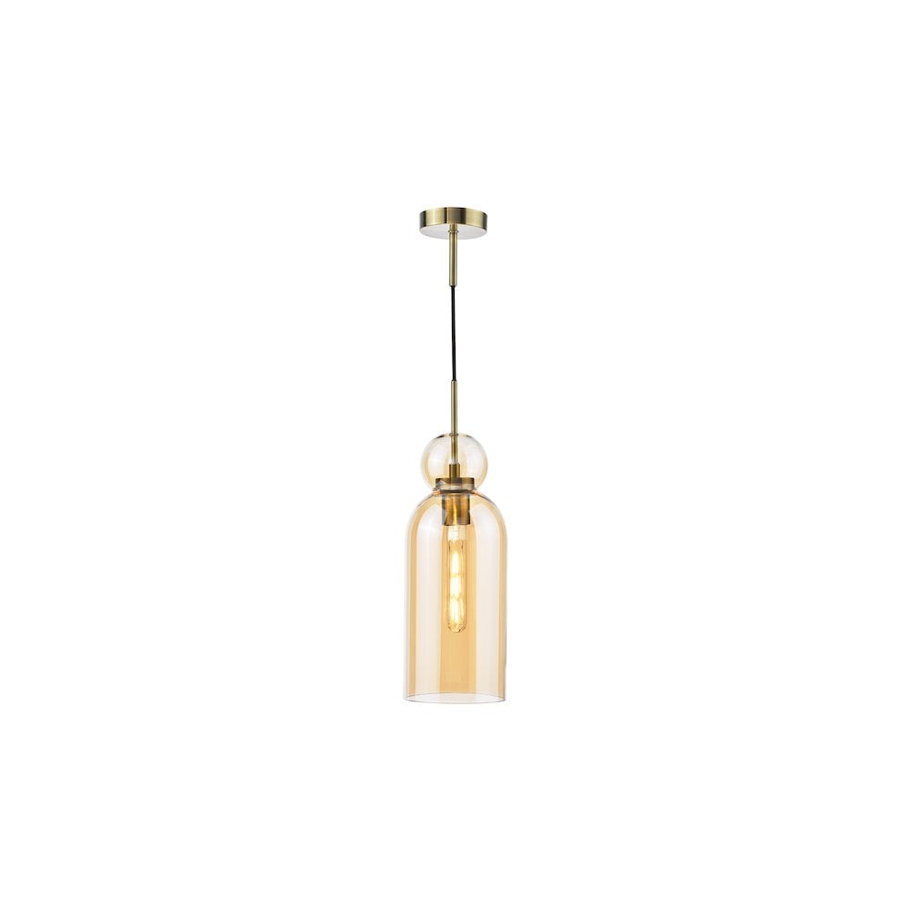 TAO0106 Tao Pendant Brushed Bronze and Amber Glass