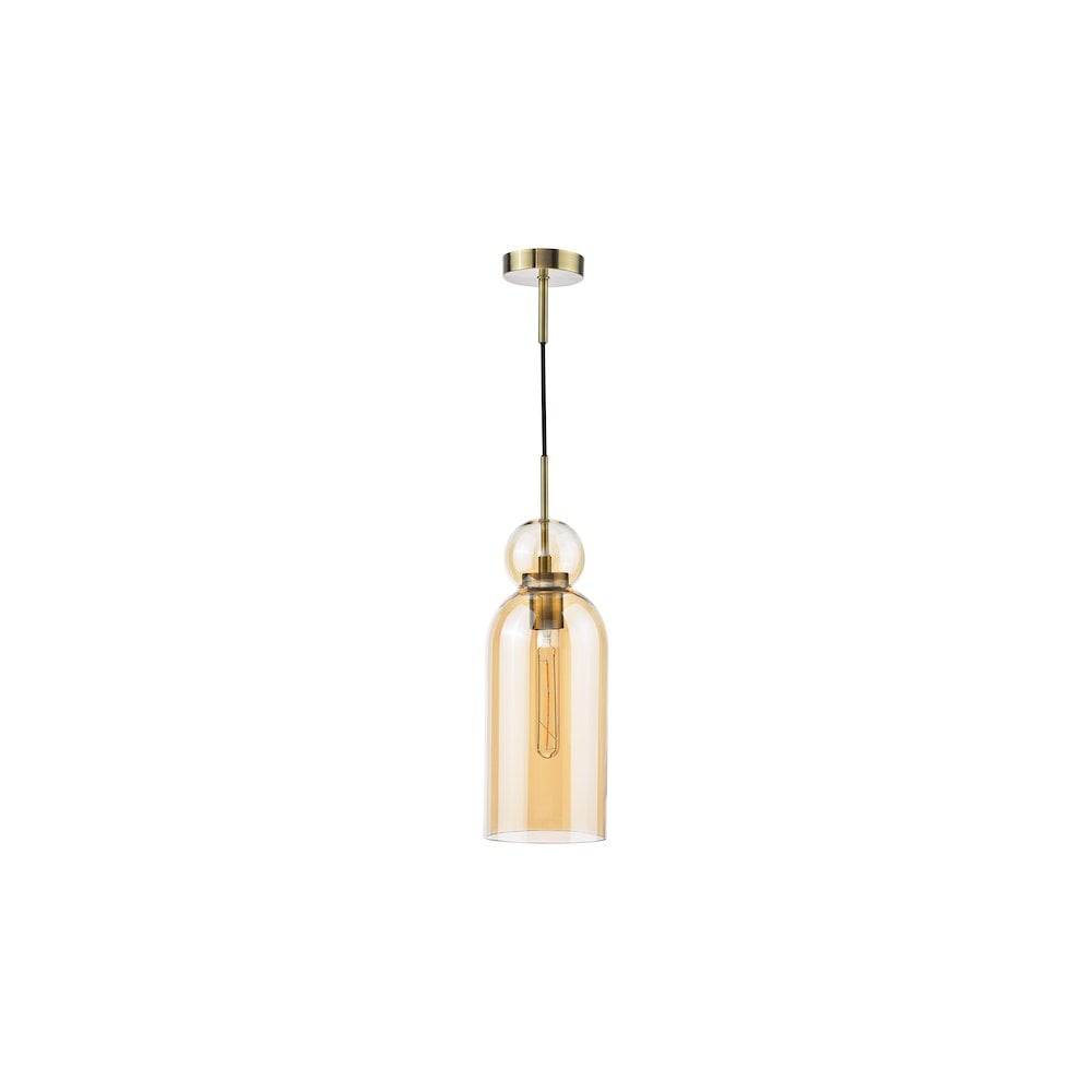 TAO0106 Tao Pendant Brushed Bronze and Amber Glass (S)