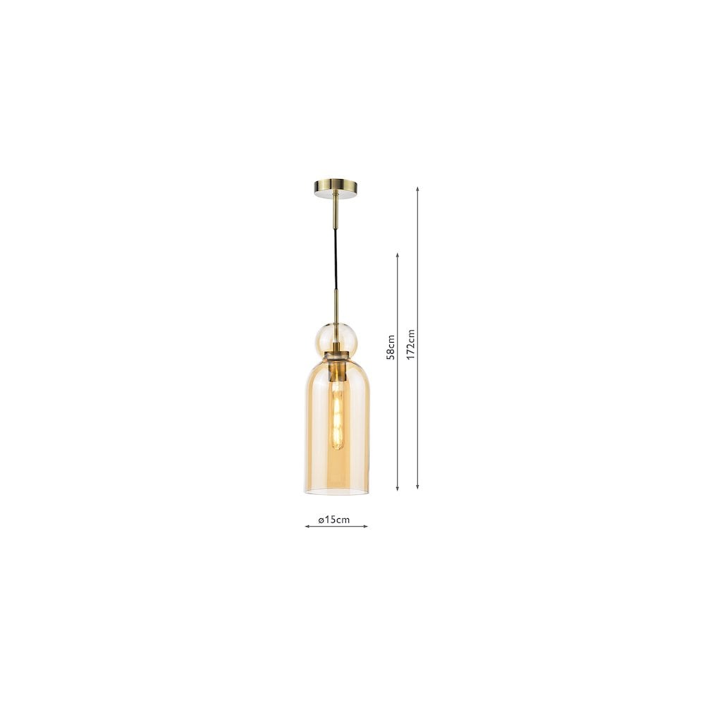 TAO0106 Tao Pendant Brushed Bronze and Amber Glass