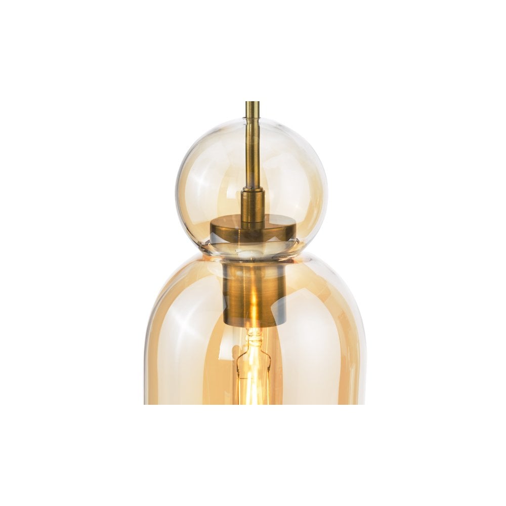 TAO0106 Tao Pendant Brushed Bronze and Amber Glass