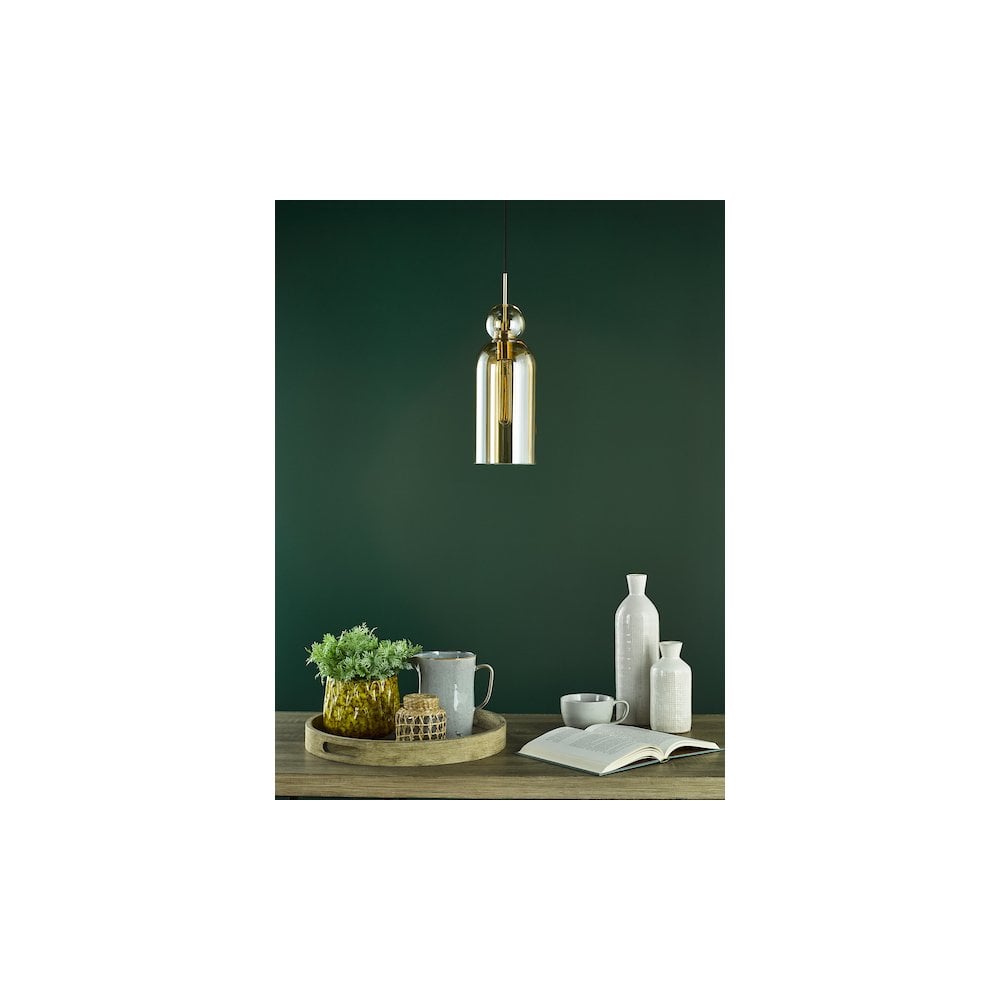 TAO0106 Tao Pendant Brushed Bronze and Amber Glass (S)