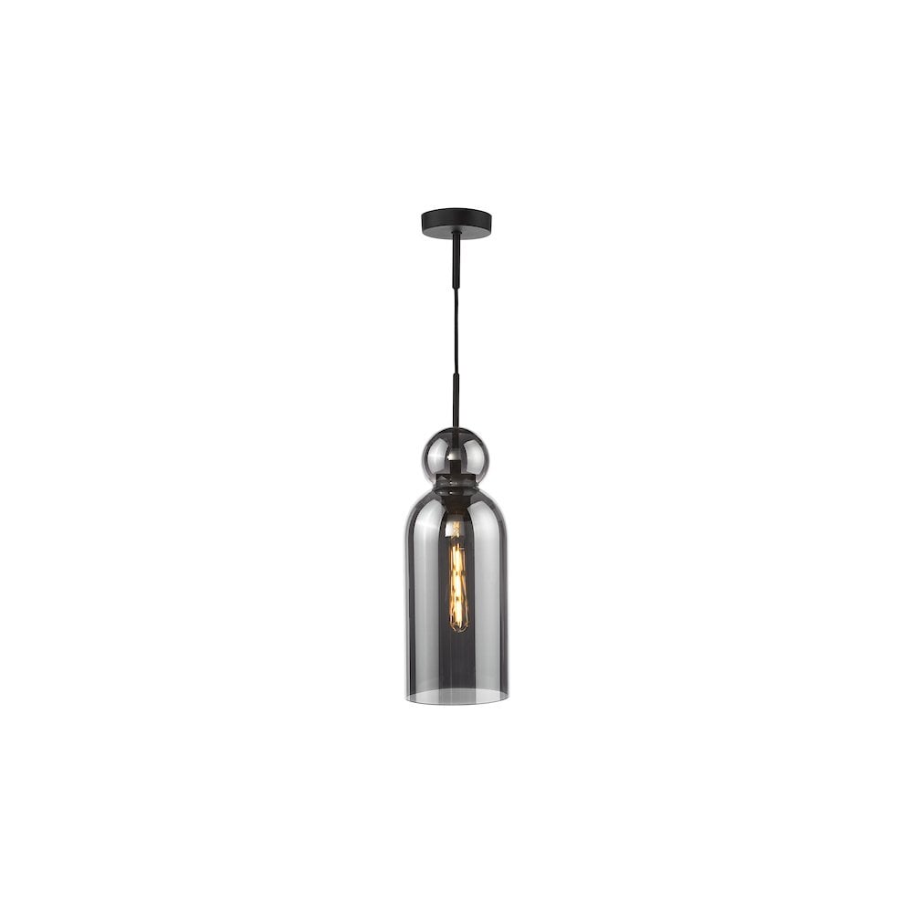 TAO0110 Tao Pendant Matt Black and Smoked Glass
