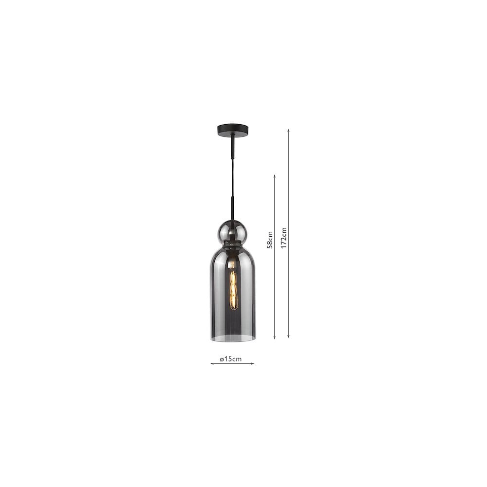 TAO0110 Tao Pendant Matt Black and Smoked Glass