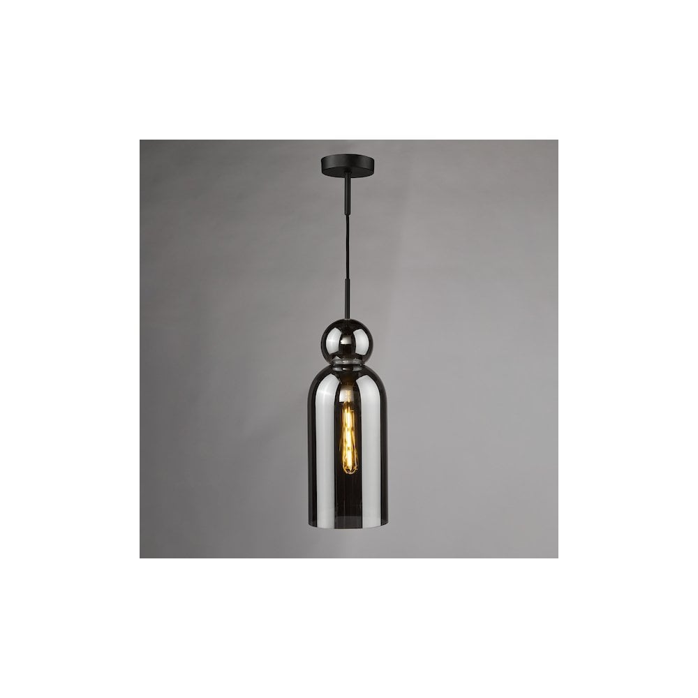 TAO0110 Tao Pendant Matt Black and Smoked Glass