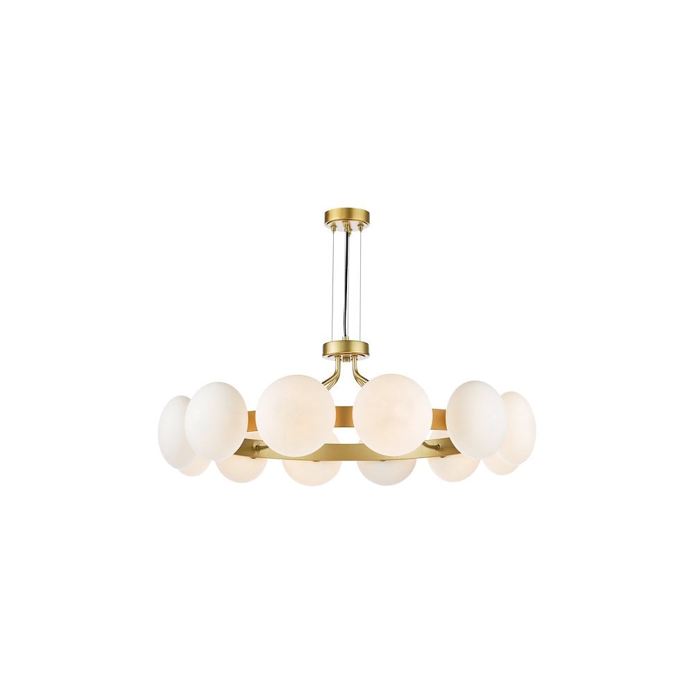 TAU1235 Tauri 12 Light Pendant Matt Gold and Opal Glass