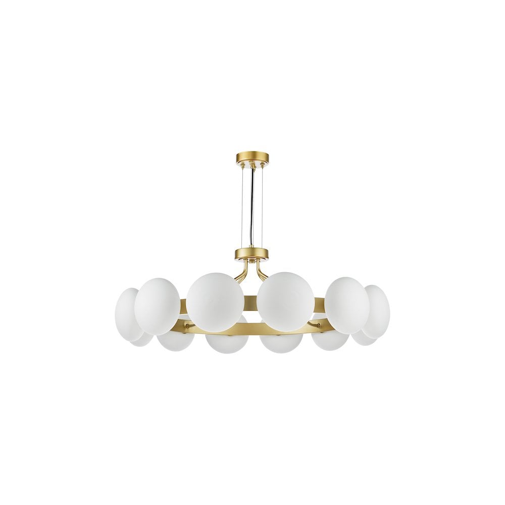 TAU1235 Tauri 12 Light Pendant Matt Gold and Opal Glass