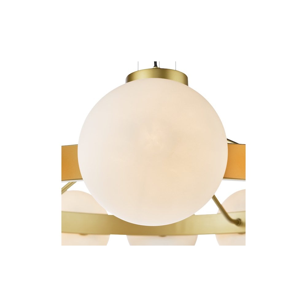 TAU1235 Tauri 12 Light Pendant Matt Gold and Opal Glass