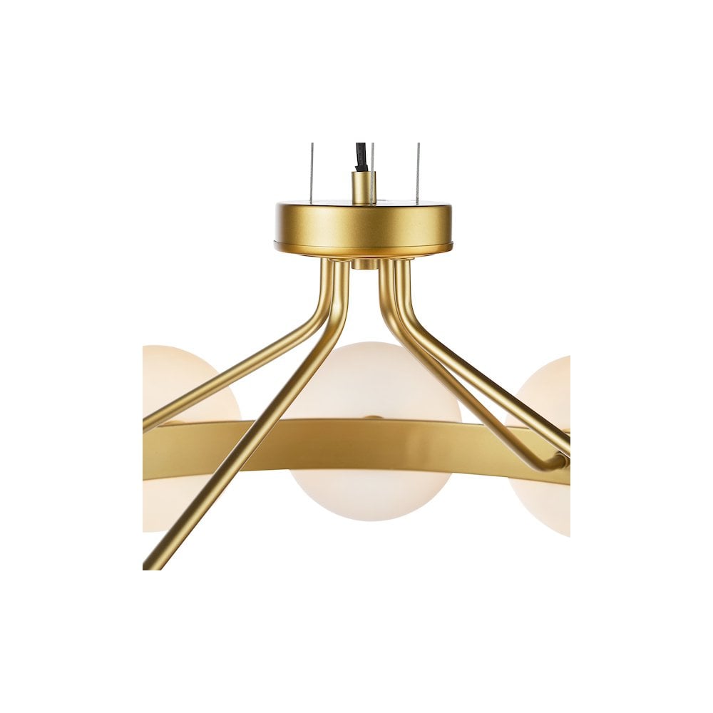 TAU1235 Tauri 12 Light Pendant Matt Gold and Opal Glass