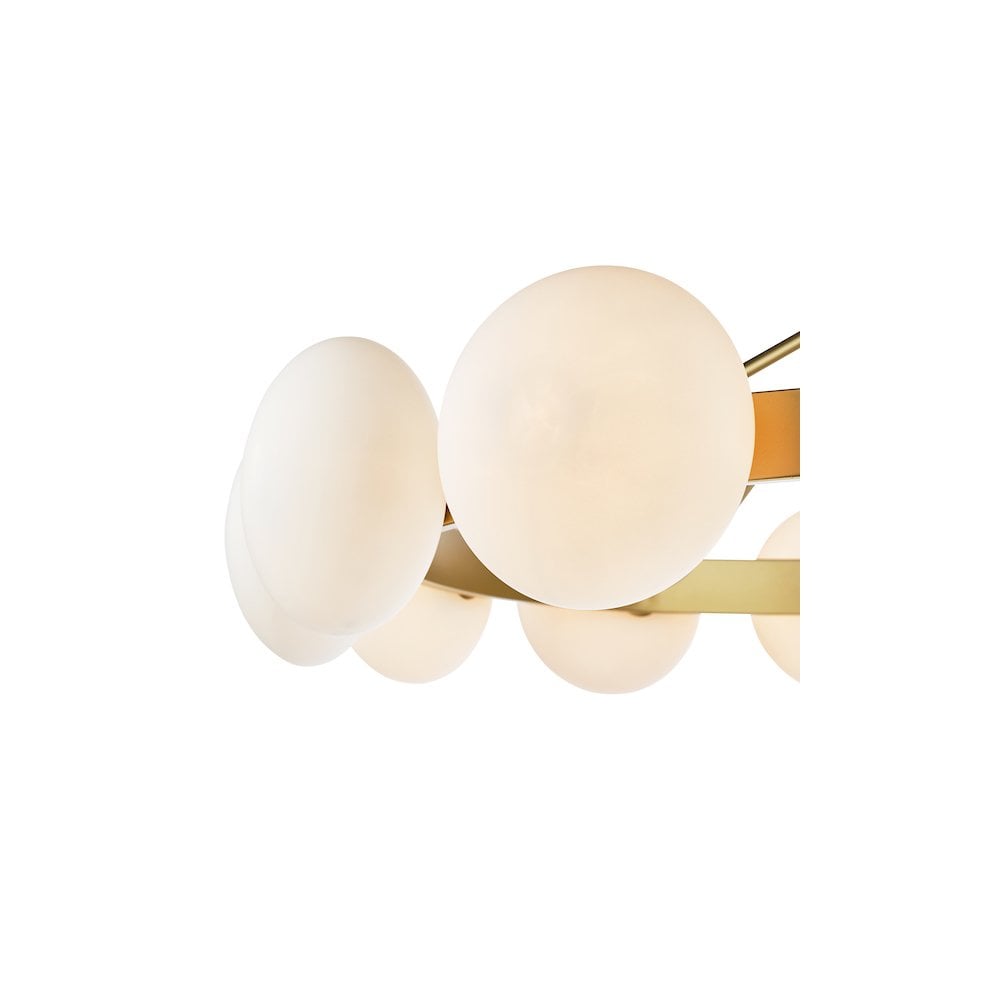 TAU1235 Tauri 12 Light Pendant Matt Gold and Opal Glass