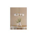 TAU1235 Tauri 12 Light Pendant Matt Gold and Opal Glass
