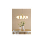 TAU1235 Tauri 12 Light Pendant Matt Gold and Opal Glass