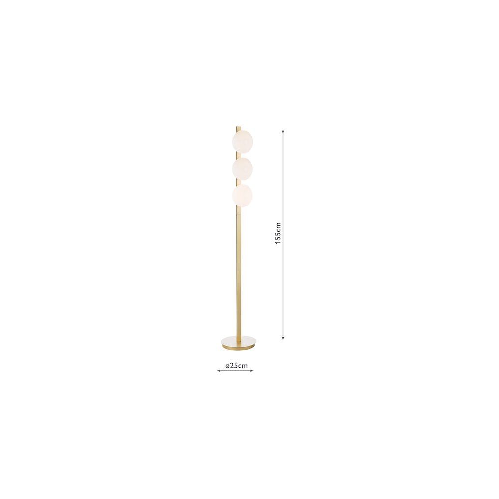 TAU4935 Tauri 3 Light Floor Lamp Matt Gold and Opal Glass