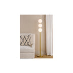 TAU4935 Tauri 3 Light Floor Lamp Matt Gold and Opal Glass