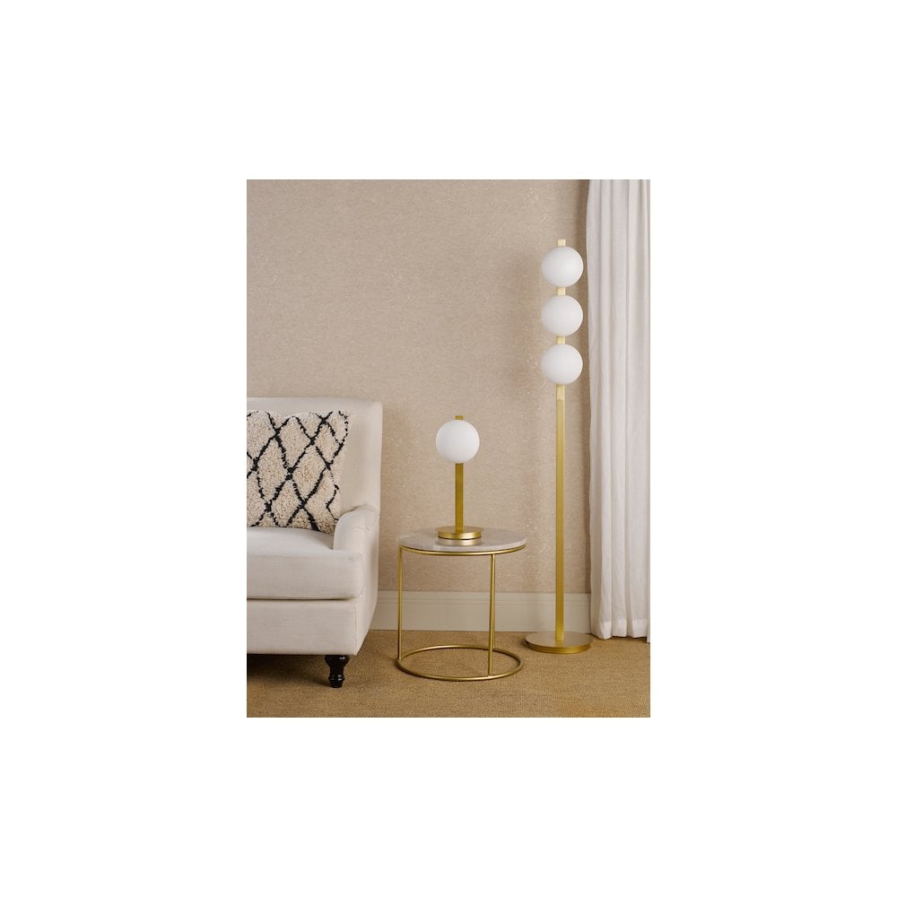 TAU4935 Tauri 3 Light Floor Lamp Matt Gold and Opal Glass