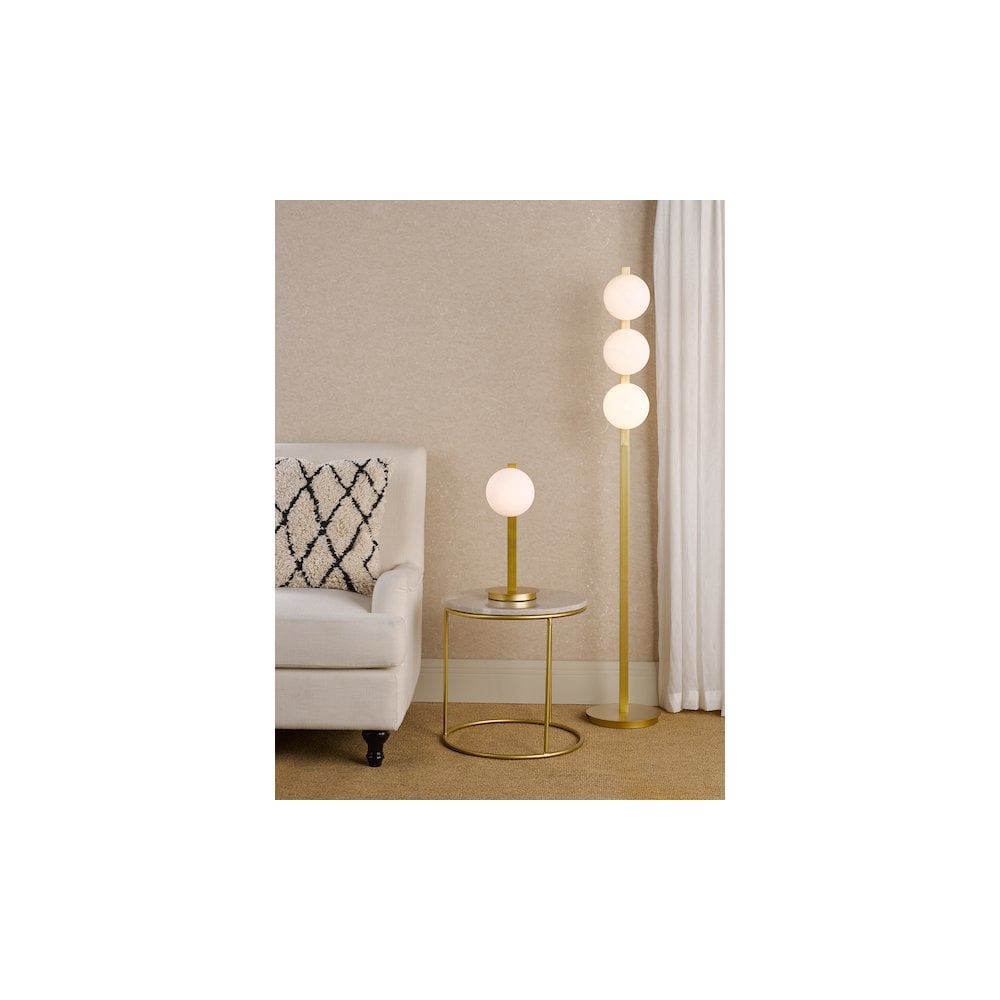 TAU4935 Tauri 3 Light Floor Lamp Matt Gold and Opal Glass