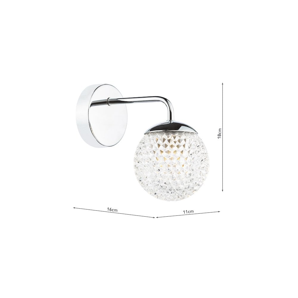 TEV0750 Teva Bathroom Wall Light Polished Chrome and Faceted Acrylic IP44