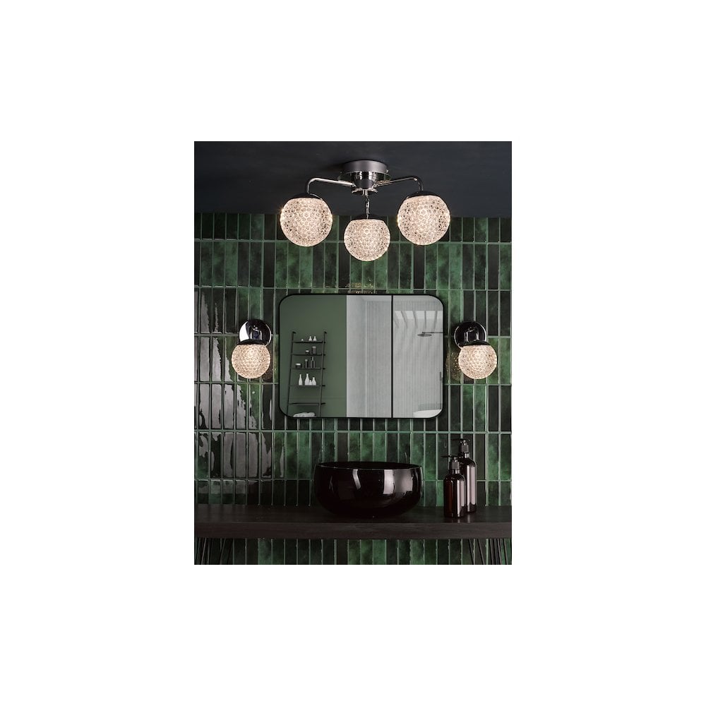TEV0750 Teva Bathroom Wall Light Polished Chrome and Faceted Acrylic IP44