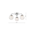 TEV5350 Teva Bathroom 3 Light Semi-Flush Polished Chrome and Faceted Acrylic IP44