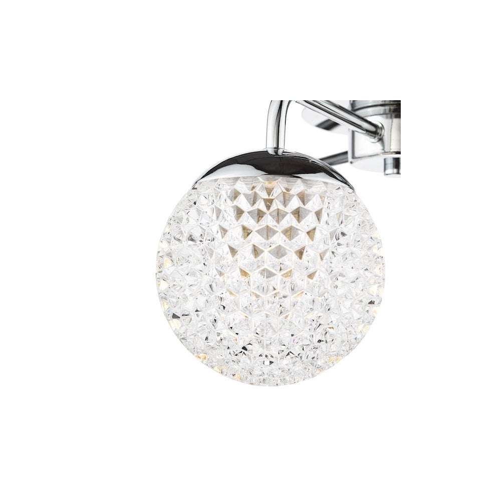 TEV5350 Teva Bathroom 3 Light Semi-Flush Polished Chrome and Faceted Acrylic IP44