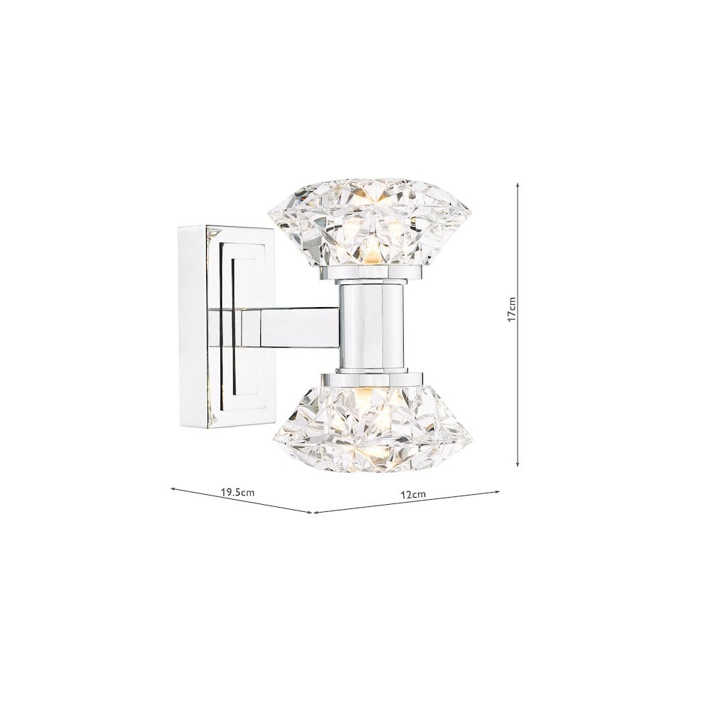 TIA0950 Tiana 2 Light Wall Light Polished Chrome and Faceted Acrylic