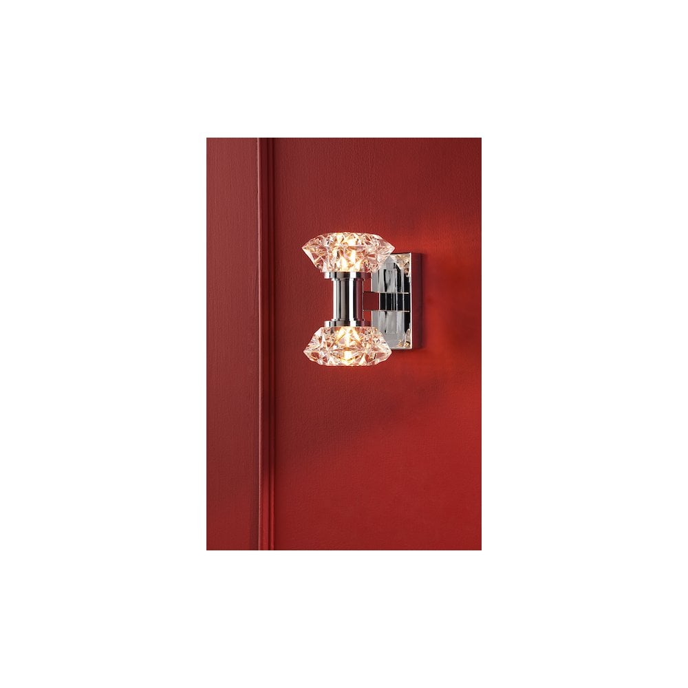 TIA0950 Tiana 2 Light Wall Light Polished Chrome and Faceted Acrylic