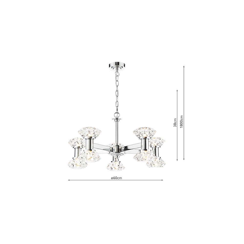 TIA2350 Tiana 10 Light Armed Pendant Polished Chrome