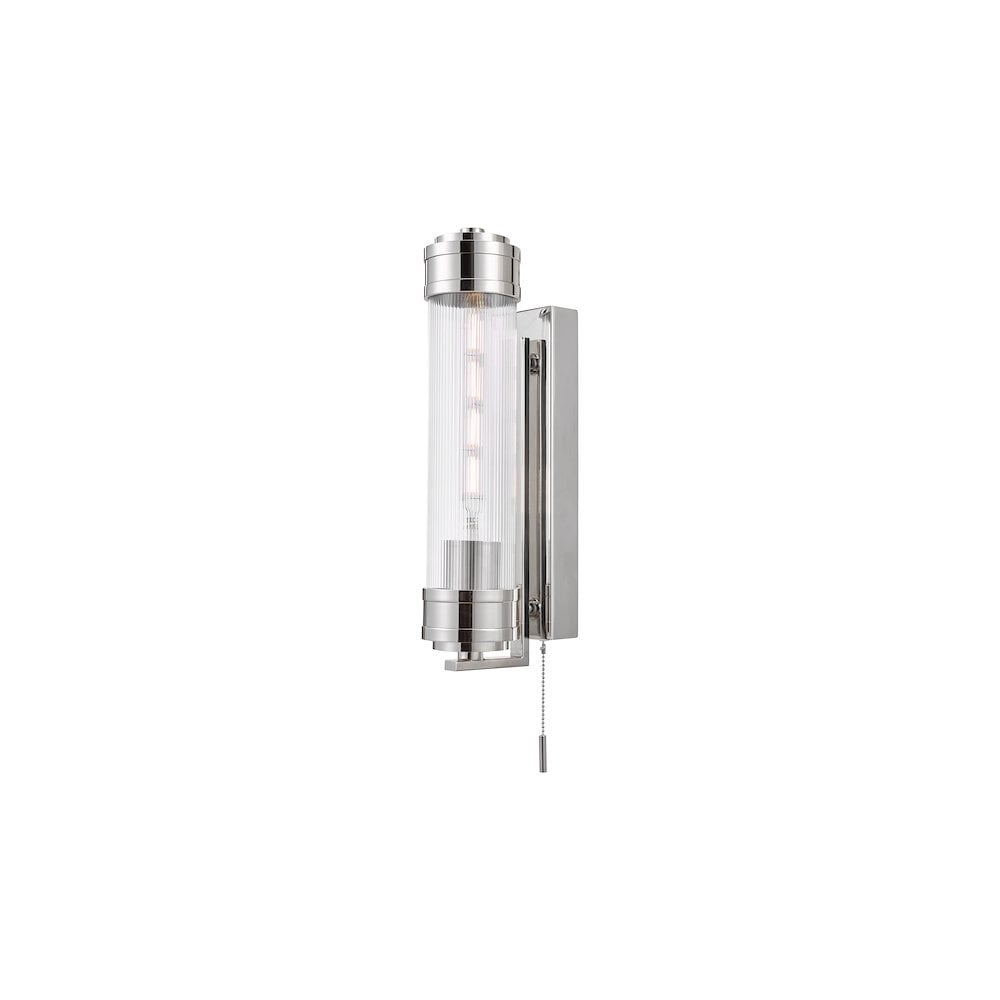 TOM0738 Tommaso Bathroom Wall Light Polished Nickel and Ribbed Glass IP44