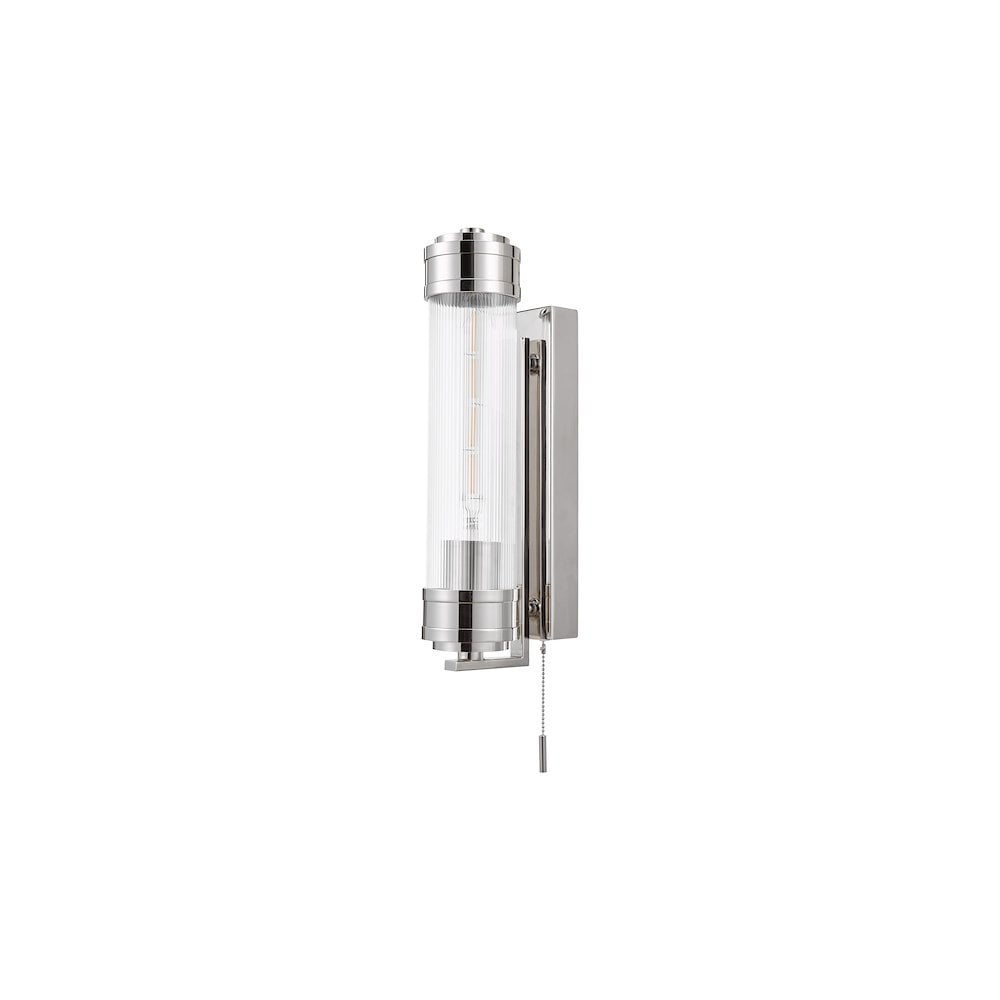 TOM0738 Tommaso Bathroom Wall Light Polished Nickel and Ribbed Glass IP44