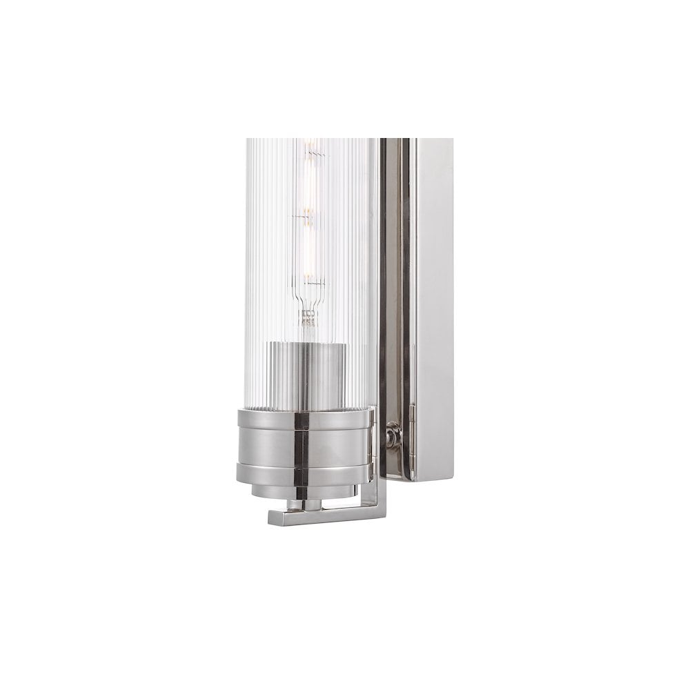TOM0738 Tommaso Bathroom Wall Light Polished Nickel and Ribbed Glass IP44