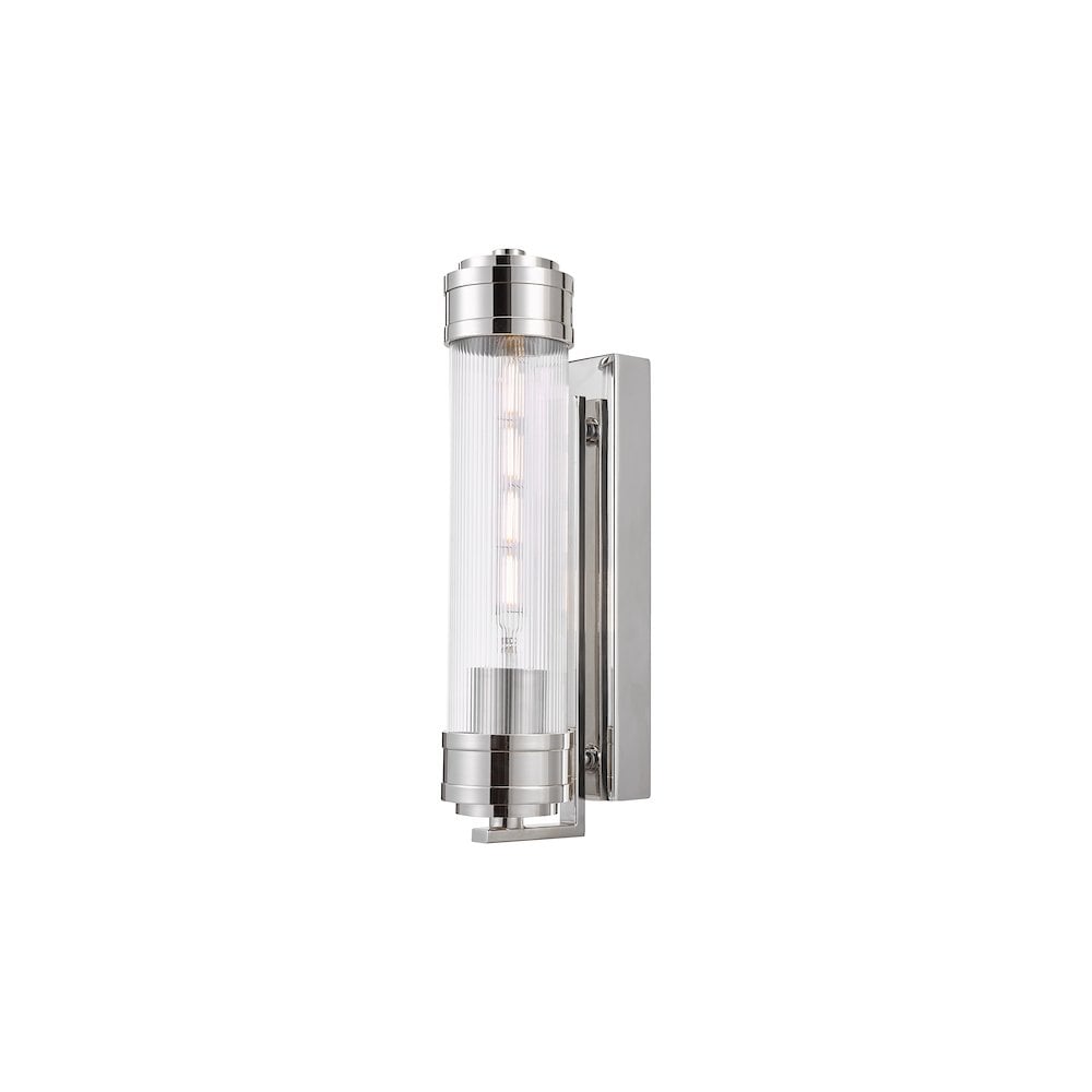 TOM0738 Tommaso Bathroom Wall Light Polished Nickel and Ribbed Glass IP44