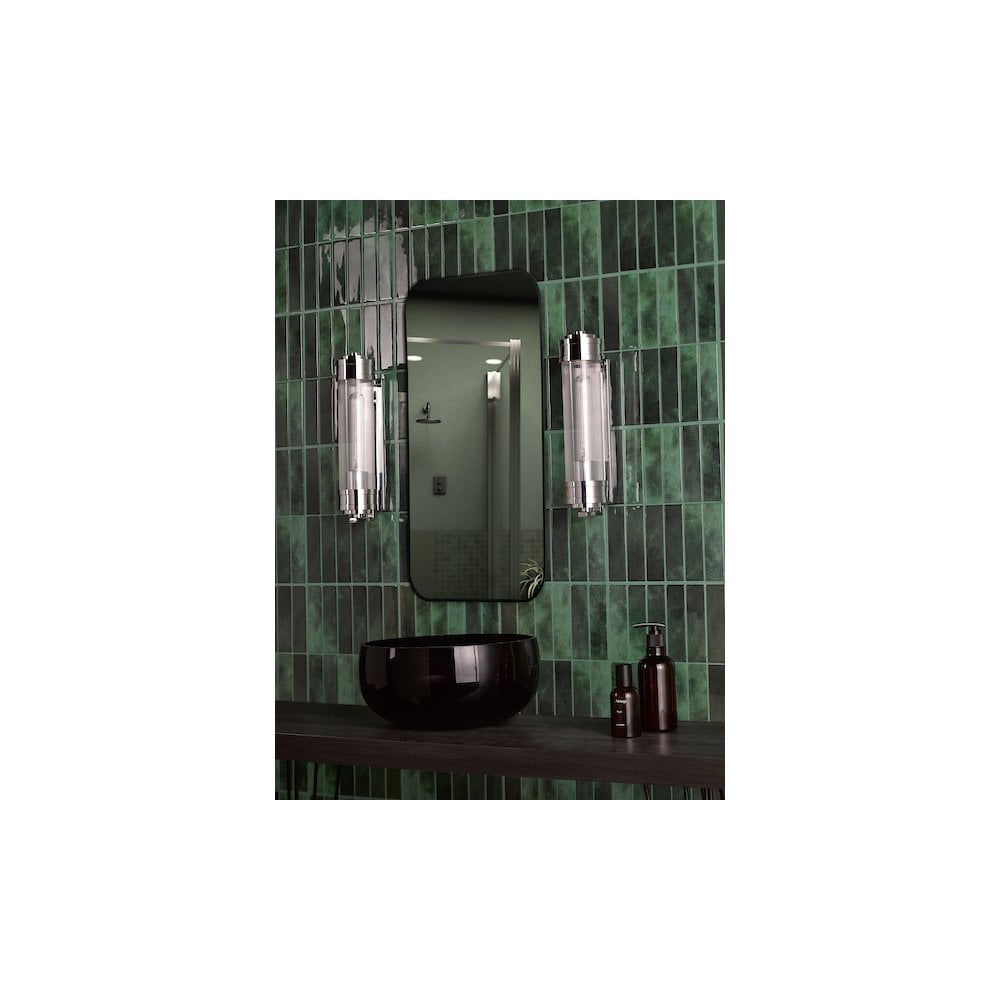 TOM0738 Tommaso Bathroom Wall Light Polished Nickel and Ribbed Glass IP44