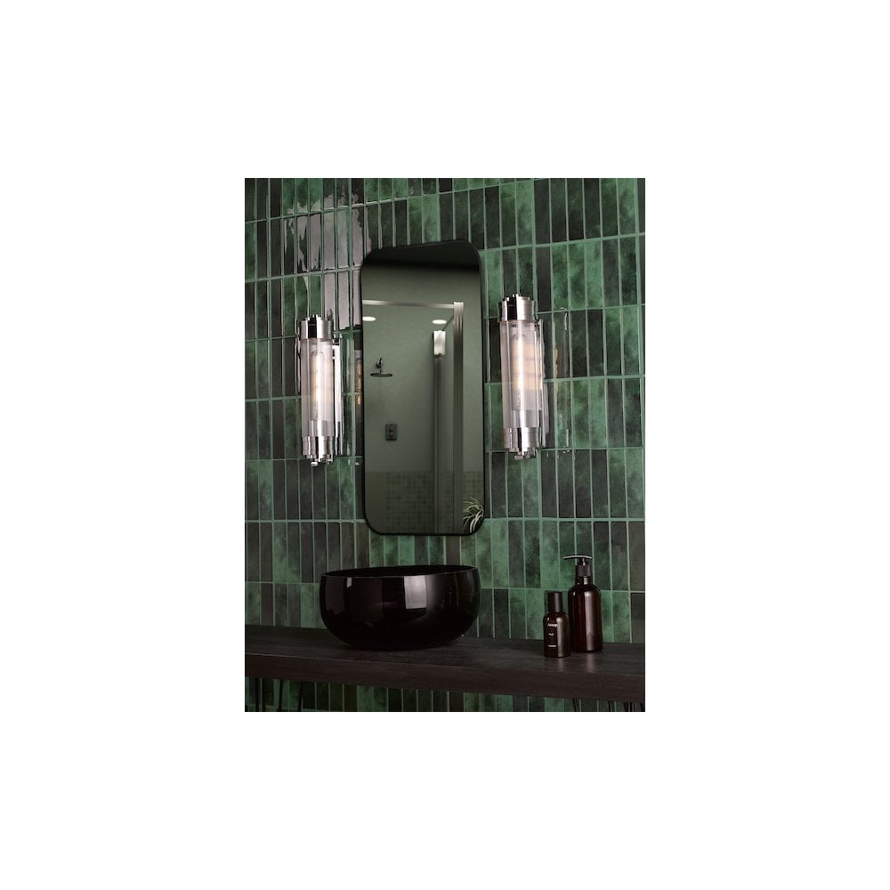 TOM0738 Tommaso Bathroom Wall Light Polished Nickel and Ribbed Glass IP44