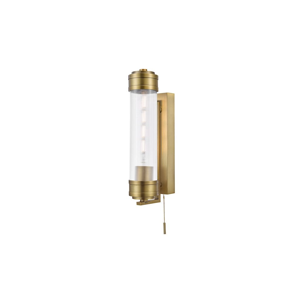 TOM0763 Tommaso Bathroom Wall Light Antique Bronze and Ribbed Glass IP44 (S)