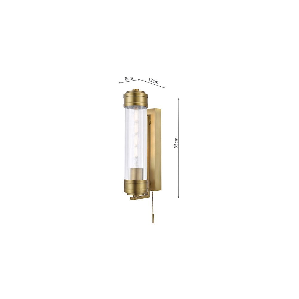TOM0763 Tommaso Bathroom Wall Light Antique Bronze and Ribbed Glass IP44 (S)
