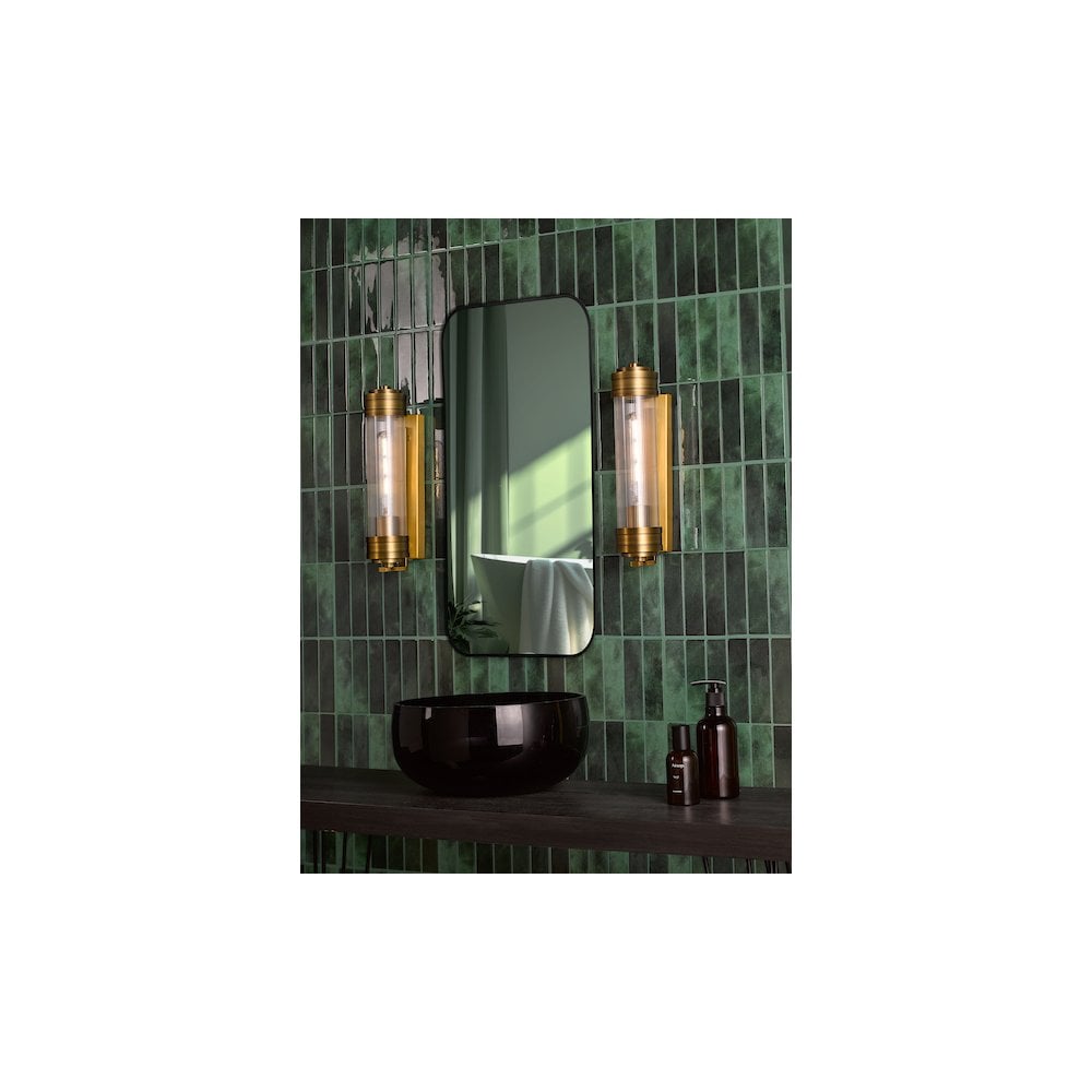 TOM0763 Tommaso Bathroom Wall Light Antique Bronze and Ribbed Glass IP44 (S)