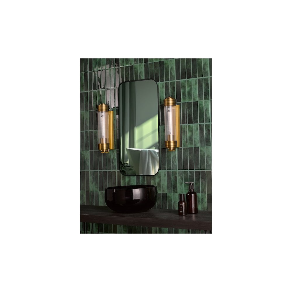 TOM0763 Tommaso Bathroom Wall Light Antique Bronze and Ribbed Glass IP44 (S)