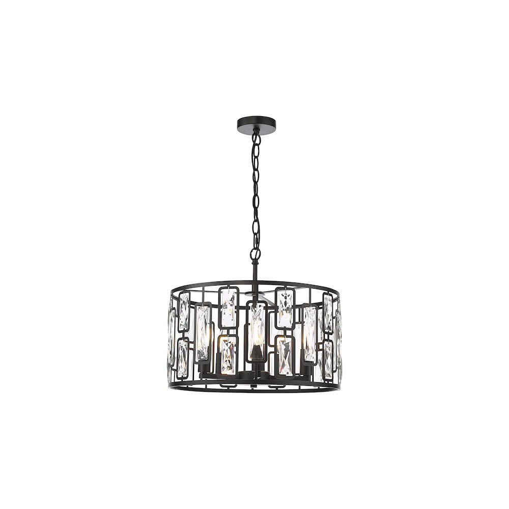 ZOE0522 Zoelle 5 Light Pendant Matt Black and Crystal