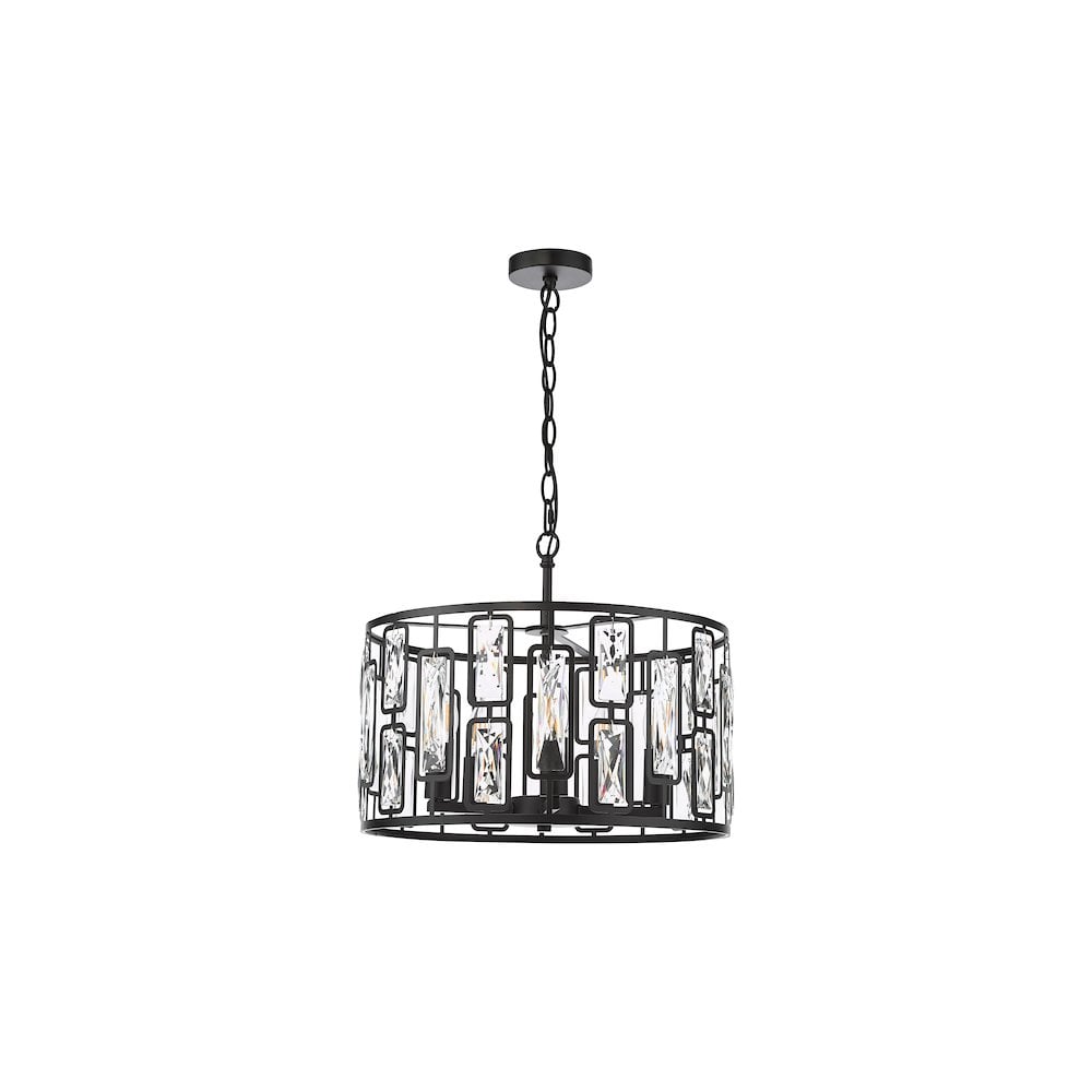 ZOE0522 Zoelle 5 Light Pendant Matt Black and Crystal