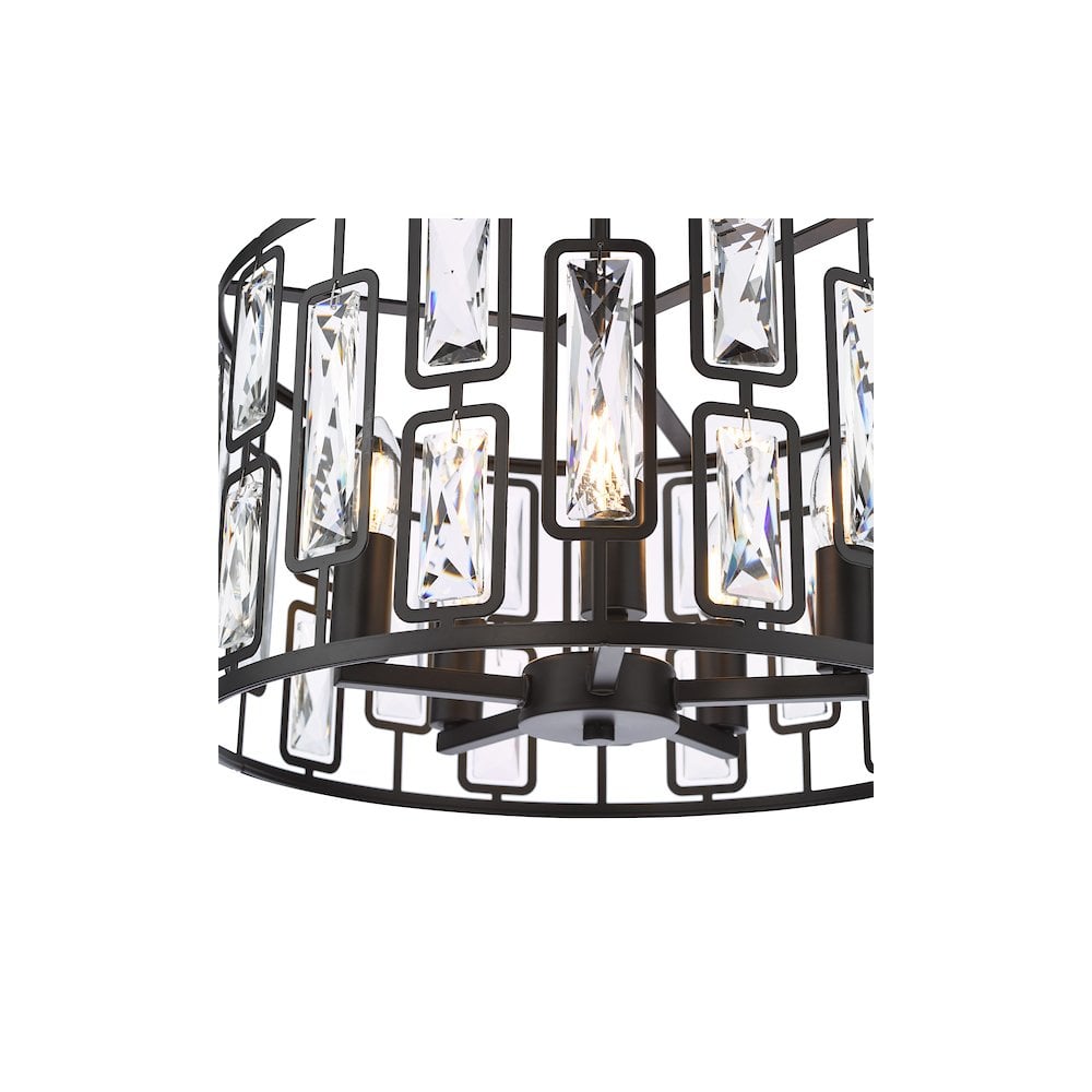 ZOE0522 Zoelle 5 Light Pendant Matt Black and Crystal