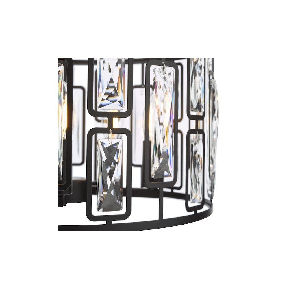 ZOE0522 Zoelle 5 Light Pendant Matt Black and Crystal