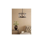 ZOE0522 Zoelle 5 Light Pendant Matt Black and Crystal