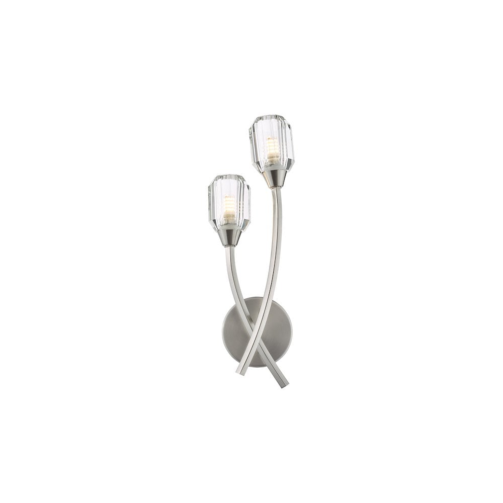 ZON0938 Zonda 2 Light Wall Light Brushed Nickel and Crystal